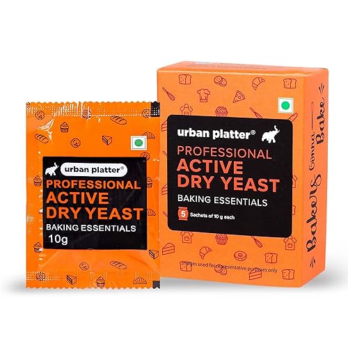 Urban Platter Active Dry Yeast | 1.76 Oz/50g (5 x 10g Packets) | Fast Rising Yeast | Gluten-Free | Long Shelf Life | Ideal for Bread, Pizza Dough