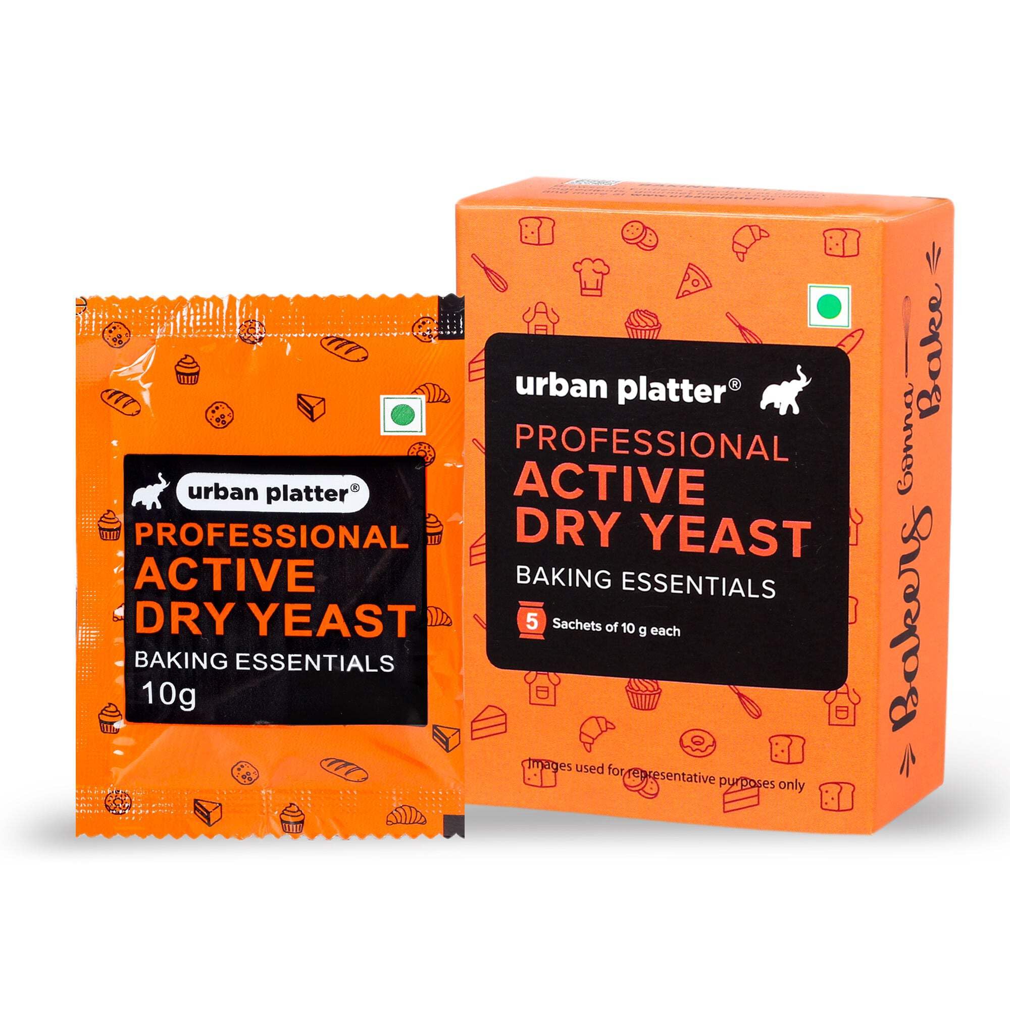 Urban Platter Active Dry Yeast | 1.76 Oz/50g (5 x 10g Packets) | Fast Rising Yeast | Gluten-Free | Long Shelf Life | Ideal for Bread, Pizza Dough
