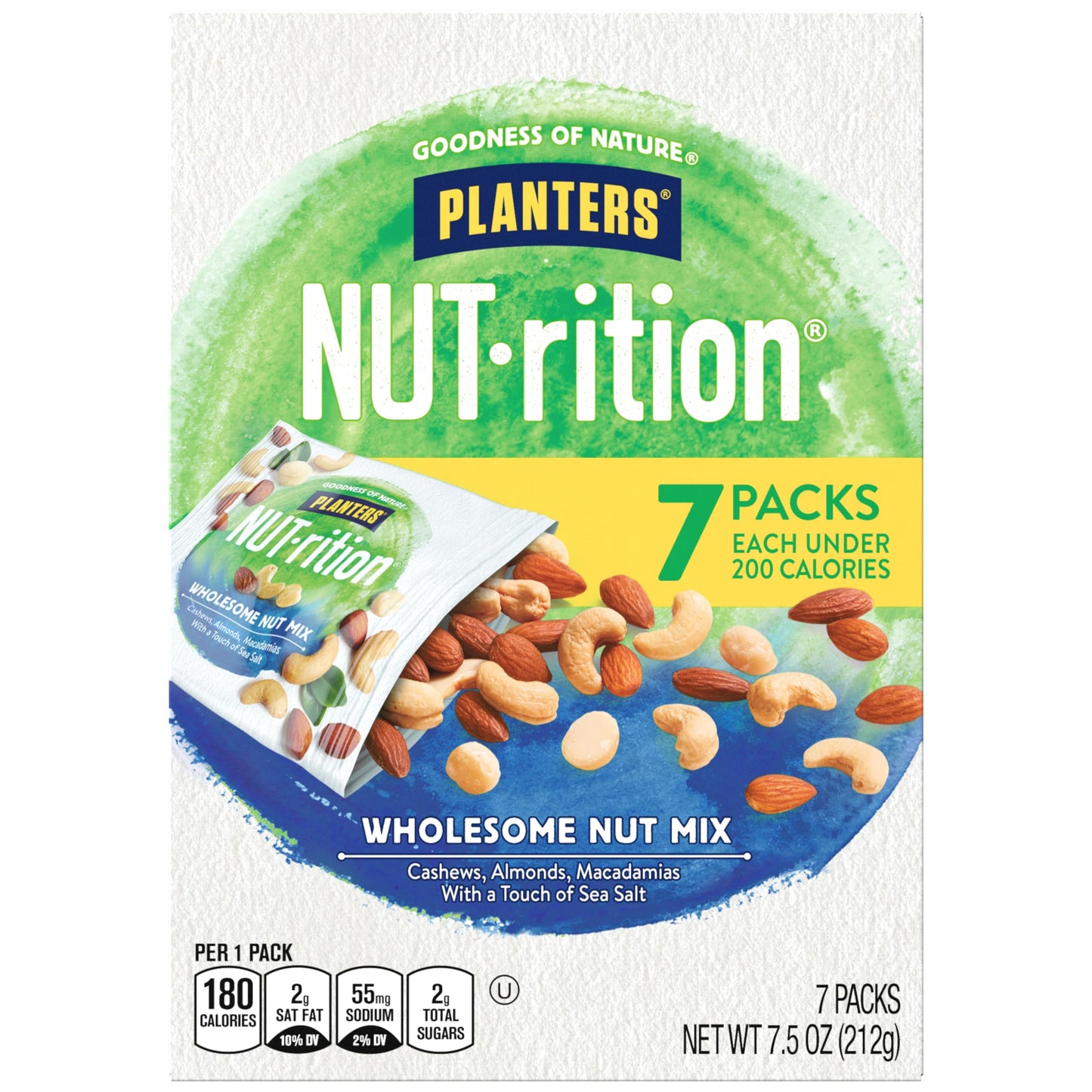 PLANTERS NUT-rition Wholesome Nut Mix, 7.5 oz Box (Contains 7 Individual Pouches) - Cashews, Almonds and Macadamias Snack Mix - No Artificial Flavors