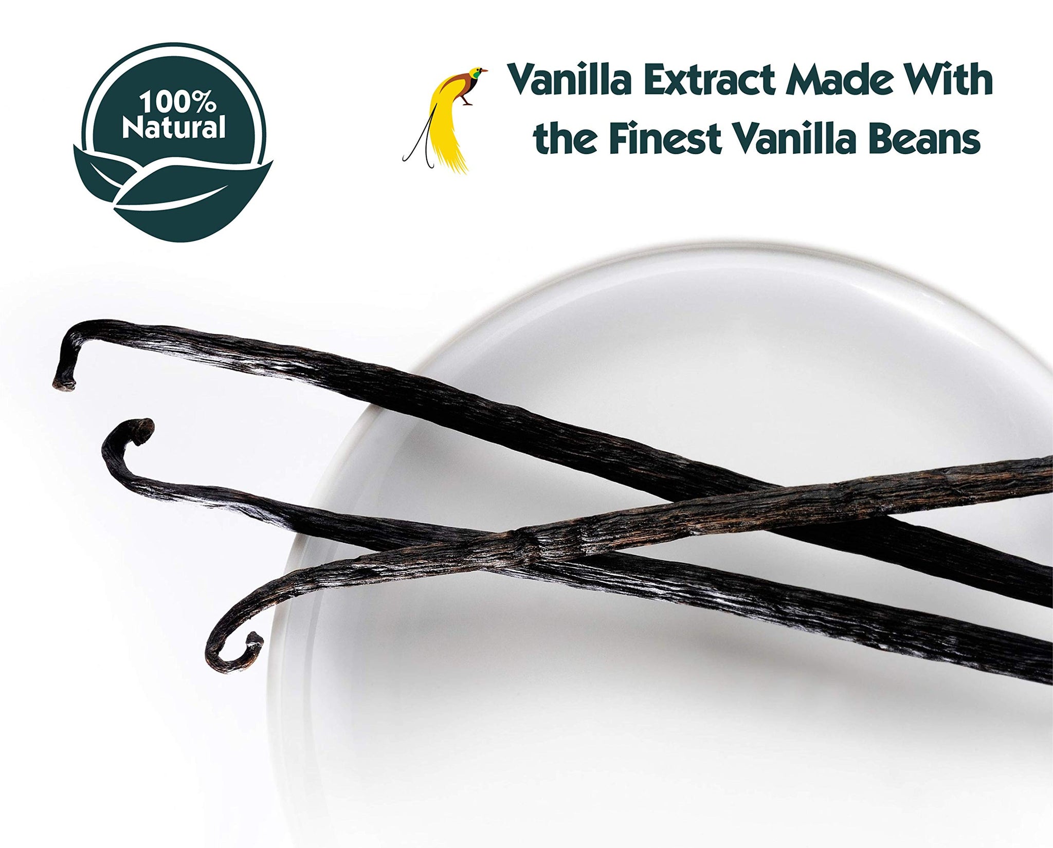 8 oz Pure Vanilla Extract - 100% Real Vanilla Extract - For Cooking, Drinks & Desserts - 100% Vegan, Sugar Free & Kosher - Non-GMO & Gluten-Free