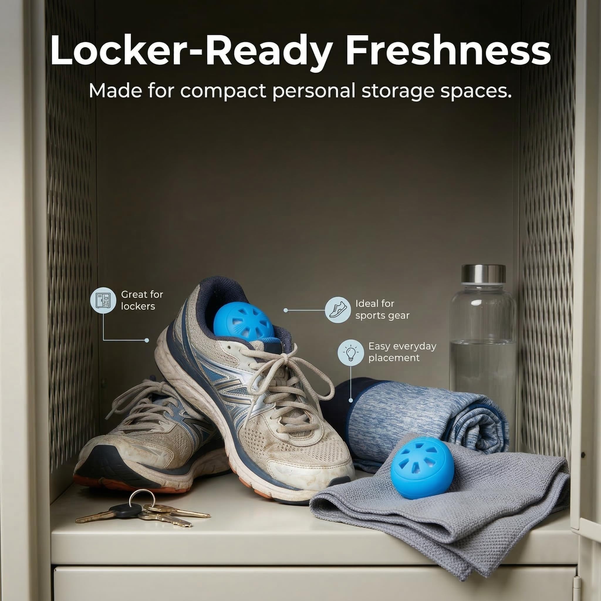 Air Jungles Shoe Deodorizer Balls [Upgraded Formula], 6 Ct Fresh Linen Scent Odor Eliminator for Sneaker, Gym Bag, Locker and Drawer, Natural