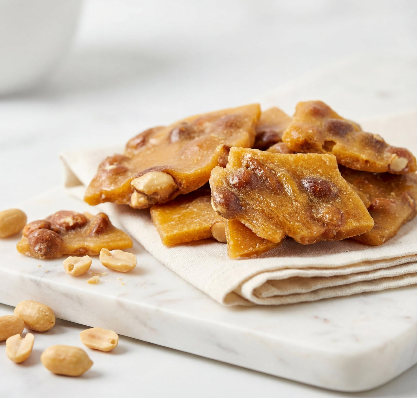 Peanut Brittle - 1 lb Fresh Crunchy Candy Made with Roasted Peanuts and Caramelized Sugar for Gifts, Parties, Dessert Tables, Offices, and Snack Bowls