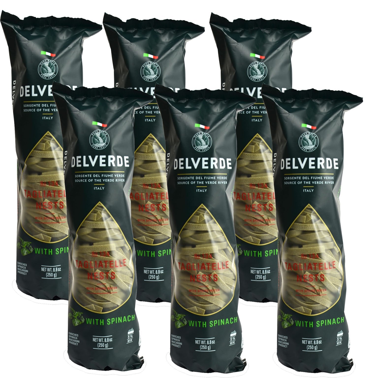 Delverde Artisan Made Spinach Tagliatelle Nests with Spring Water Certified Kosher 8.8oz 6 pack
