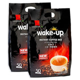 Vinacafe Premium 100 Sticks 3 in 1 Wake-Up Coffee Mix, 100 Coffee Sticks Single Serves 2 Pack of 50