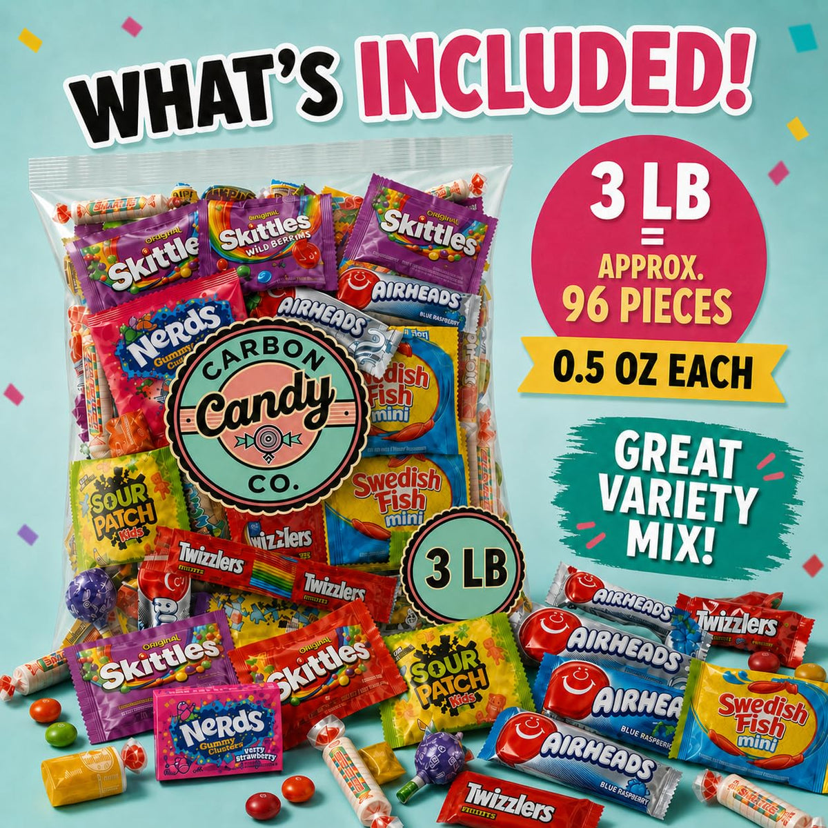 Pinata Candy Variety Pack - 3 Lb Assorted Mix, Pinata Stuffers for Kids