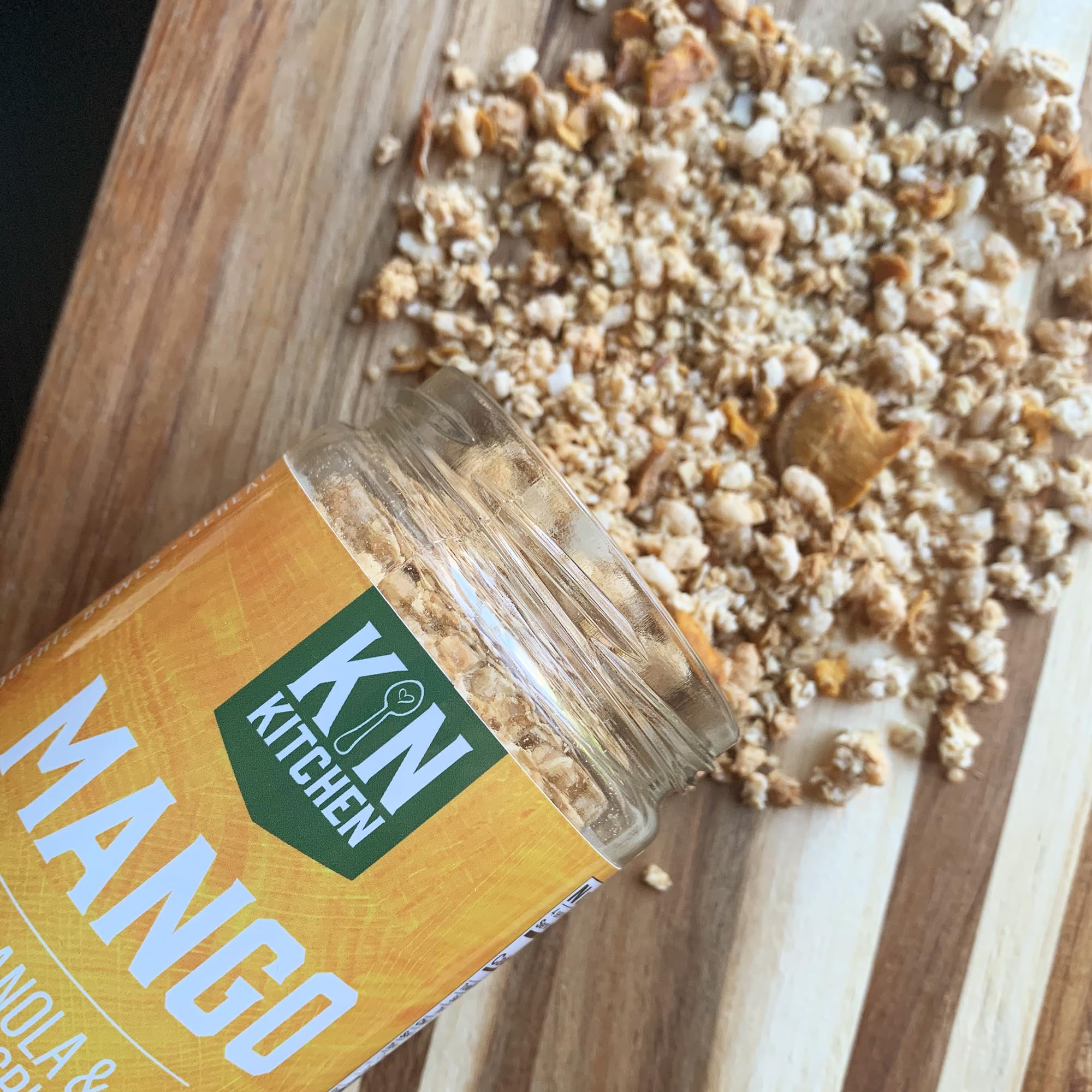 Kin Kitchen non-GMO Granola & Organic Quinoa Crisps, in a Glass Jar Recyclable and Resusable. Made with Real Fruit. No Aritificial Colors, Flavors, or