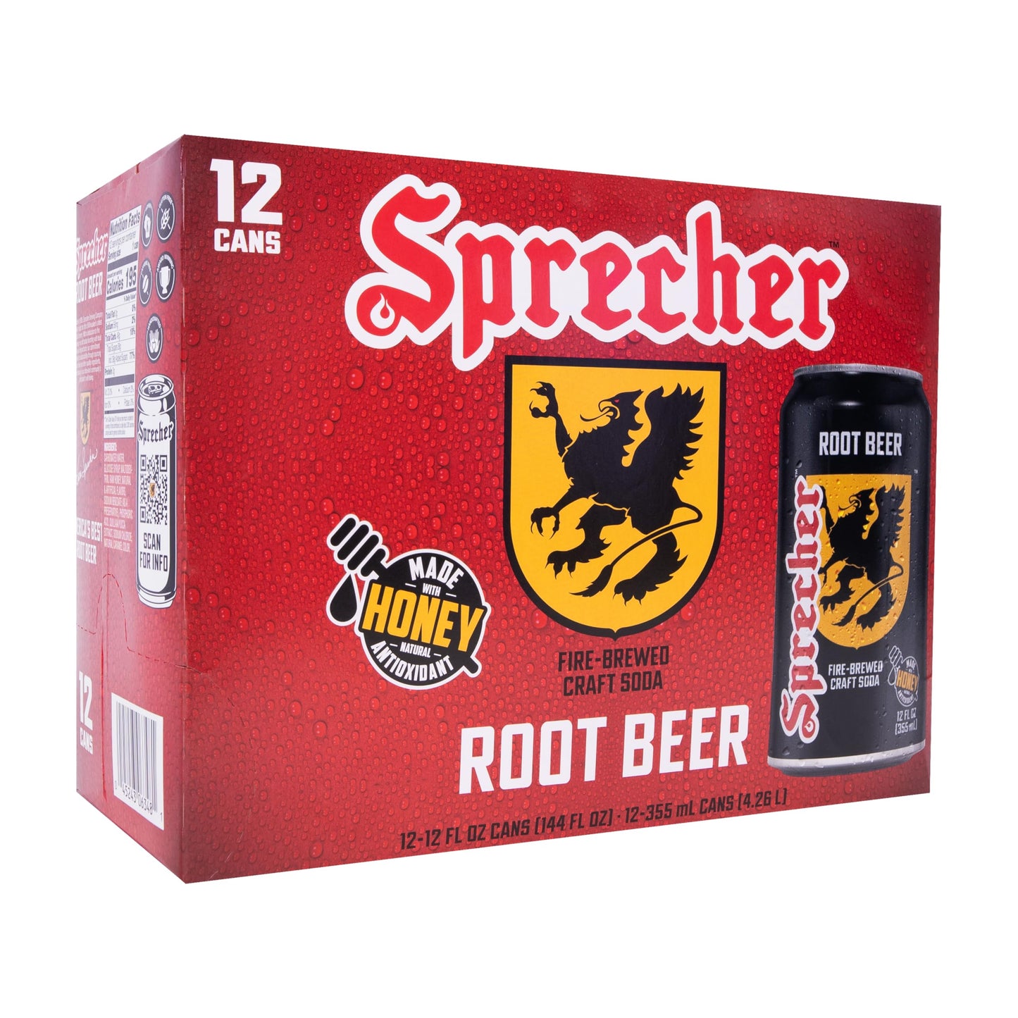 Sprecher Fire-Brewed Root Beer in 12 Fl Oz Cans (12 Pack), Craft Soda Made with Real Honey, Rich & Creamy Flavor.