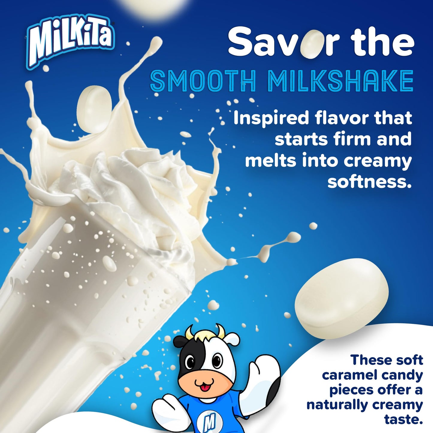 Milkita Creamy Vanilla Milk Candy - Low-Sugar Healthy Sweets with Real Milk for Kids & Adults - Fat Free & Gluten Free Candy with Calcium for Everyday
