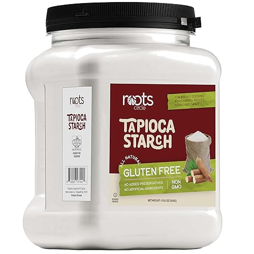 Roots Circle All Natural Tapioca Starch | Non GMO & Gluten-Free Flour with No Preservatives | Kosher for Passover | Thickener for Soups, Gravies