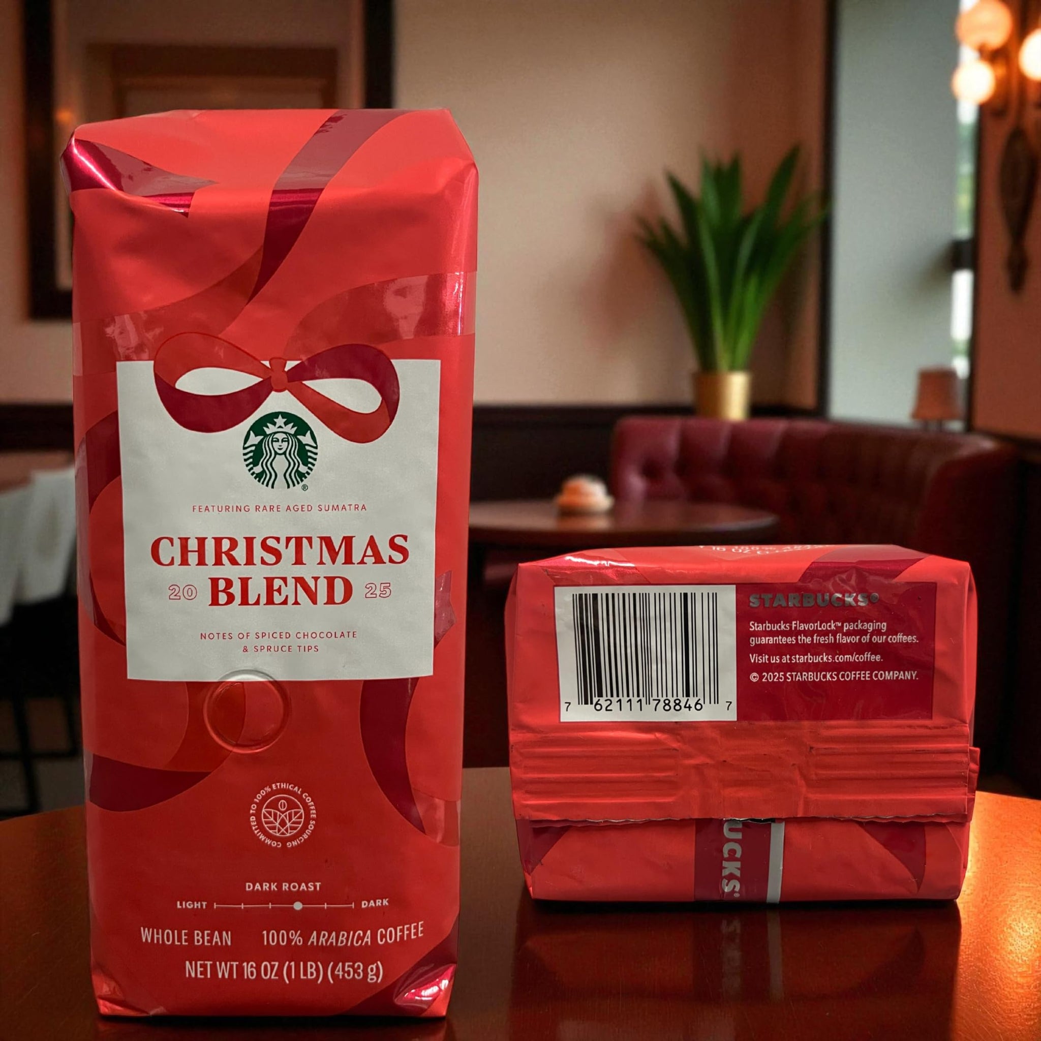 Starbucks Christmas Blend Whole Bean Coffee 16oz, Dark Roast 100% Arabica, Rich Spiced Chocolate & Spruce Notes, Limited Holiday Edition, Bold
