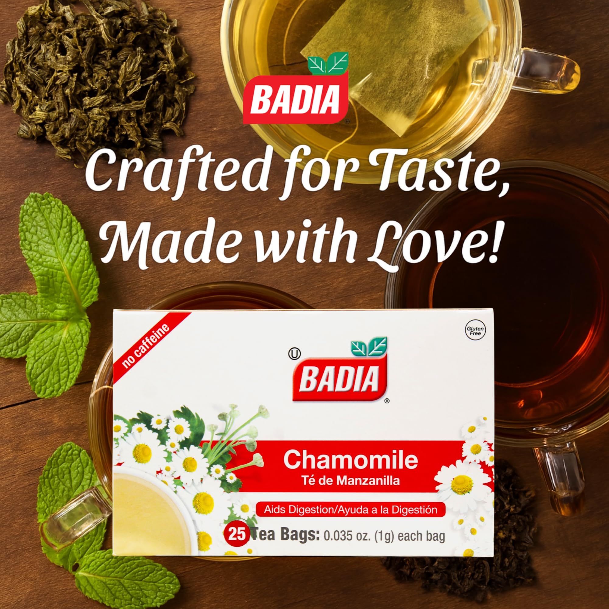 Badia Chamomile Tea, 25 Bags - Soothing Chamomile Flower (Manzanilla) Herbal Tea for Relaxation & Peaceful Moments