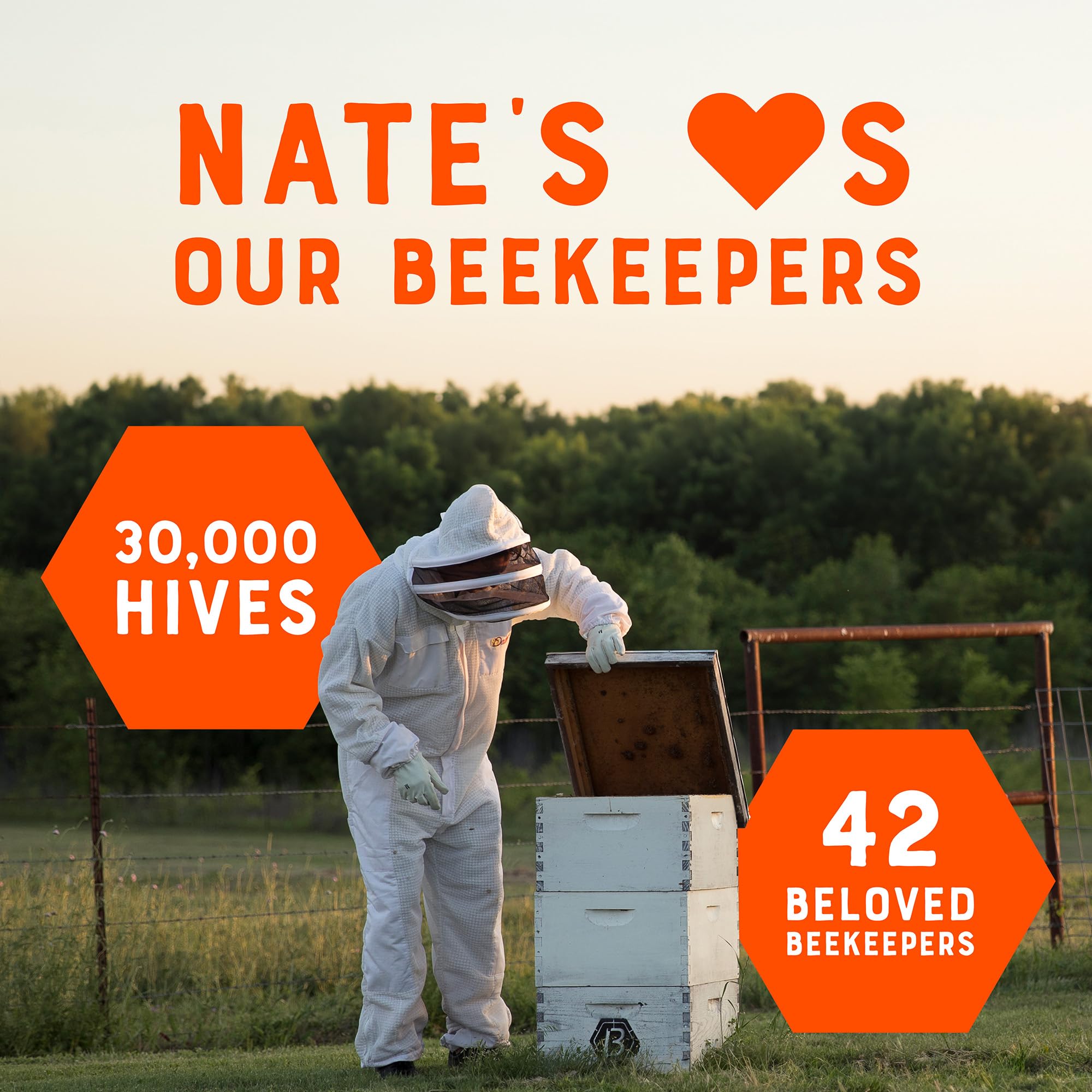 Nate's Georgia 100% Pure, Raw & Unfiltered Honey, 32 oz. Squeeze Bottle - All-natural Sweetener