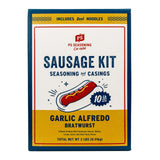 PS Seasoning Garlic Alfredo Bratwurst Kit - Sausage Seasoning And Natural Hog Casings For 10 Lbs Of Meat Easy Homemade Brats For Pork, Beef, Venison