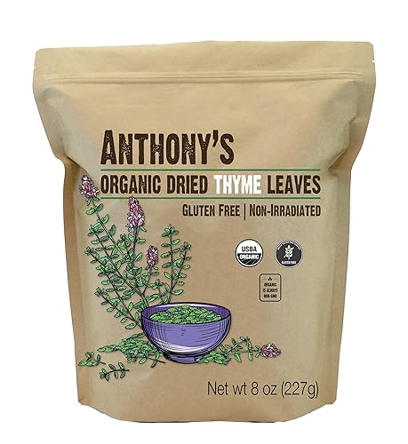 Anthony's Organic Dried Thyme Leaves, 8 oz, Gluten Free, Non Irradiated, Non GMO