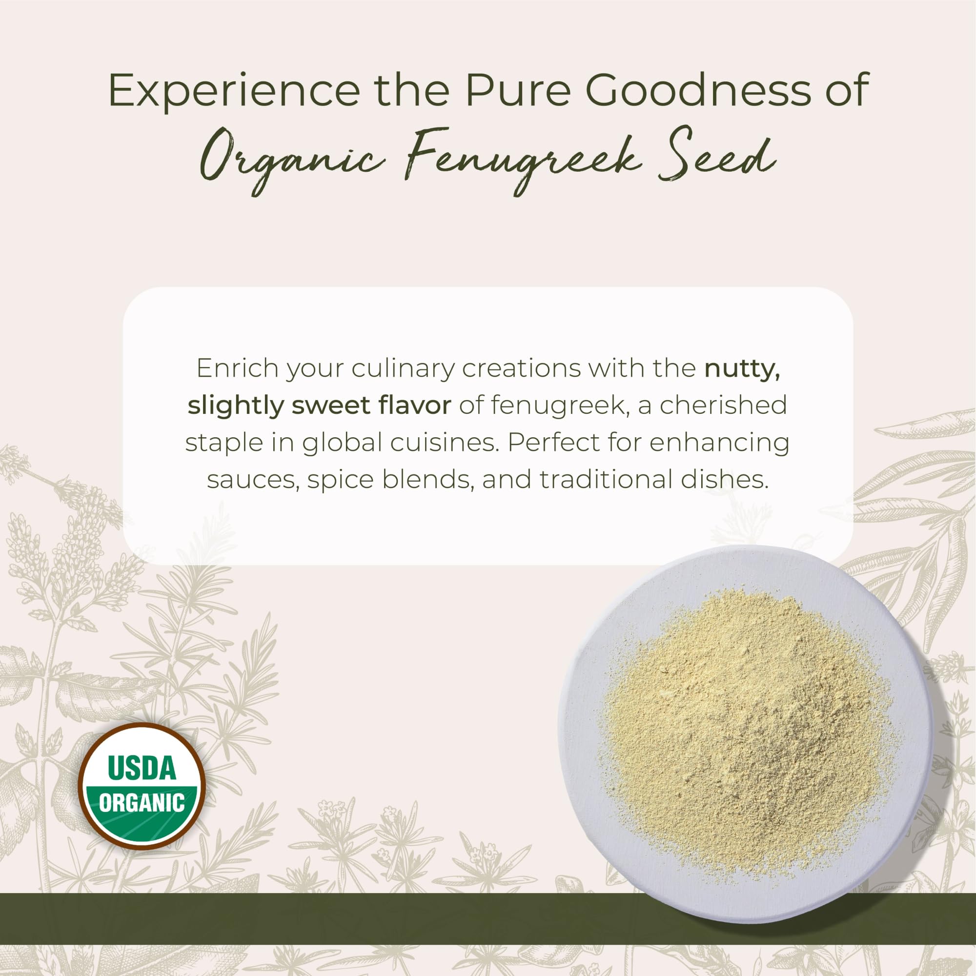 Starwest Botanicals Organic Fenugreek Seed Powder - Dried Spice for Seasoning & Cooking, Use for Curry, Tea, Stew, & Bread, Sweet & Nutty Flavor