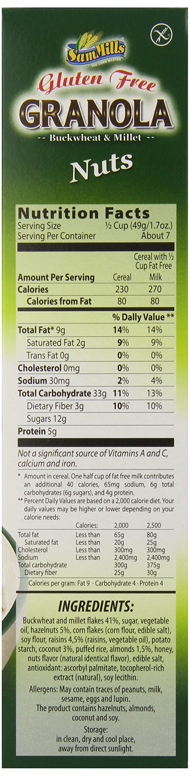 Sam Mills Gluten Free Nuts Granola, 12 Ounce