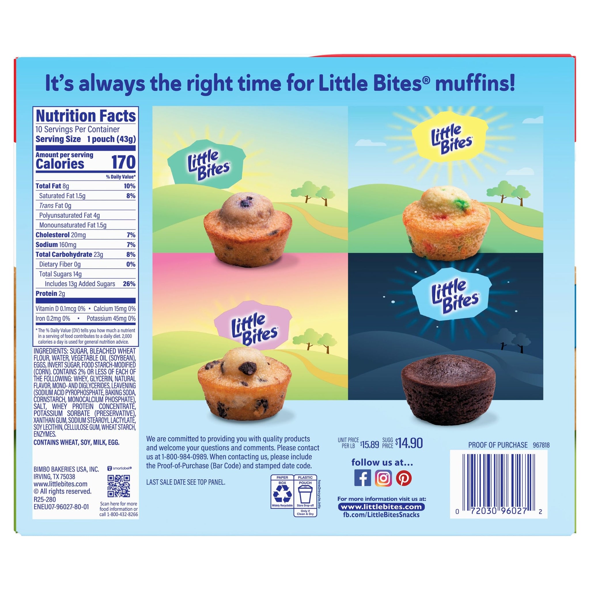 (Value Pack) Little Bites Vanilla Muffins, 10 individual packs, (1.5 oz each), Mini Muffins, 15 oz Multipack
