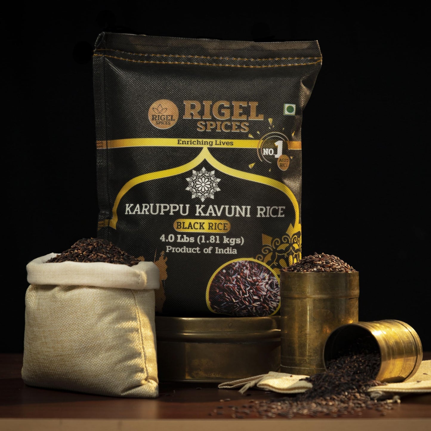 Rigel Spices | Karuppu Kavuni Black Rice (4 Pounds) | KINGS RICE | GLUTEN FREE | Ancient black rice