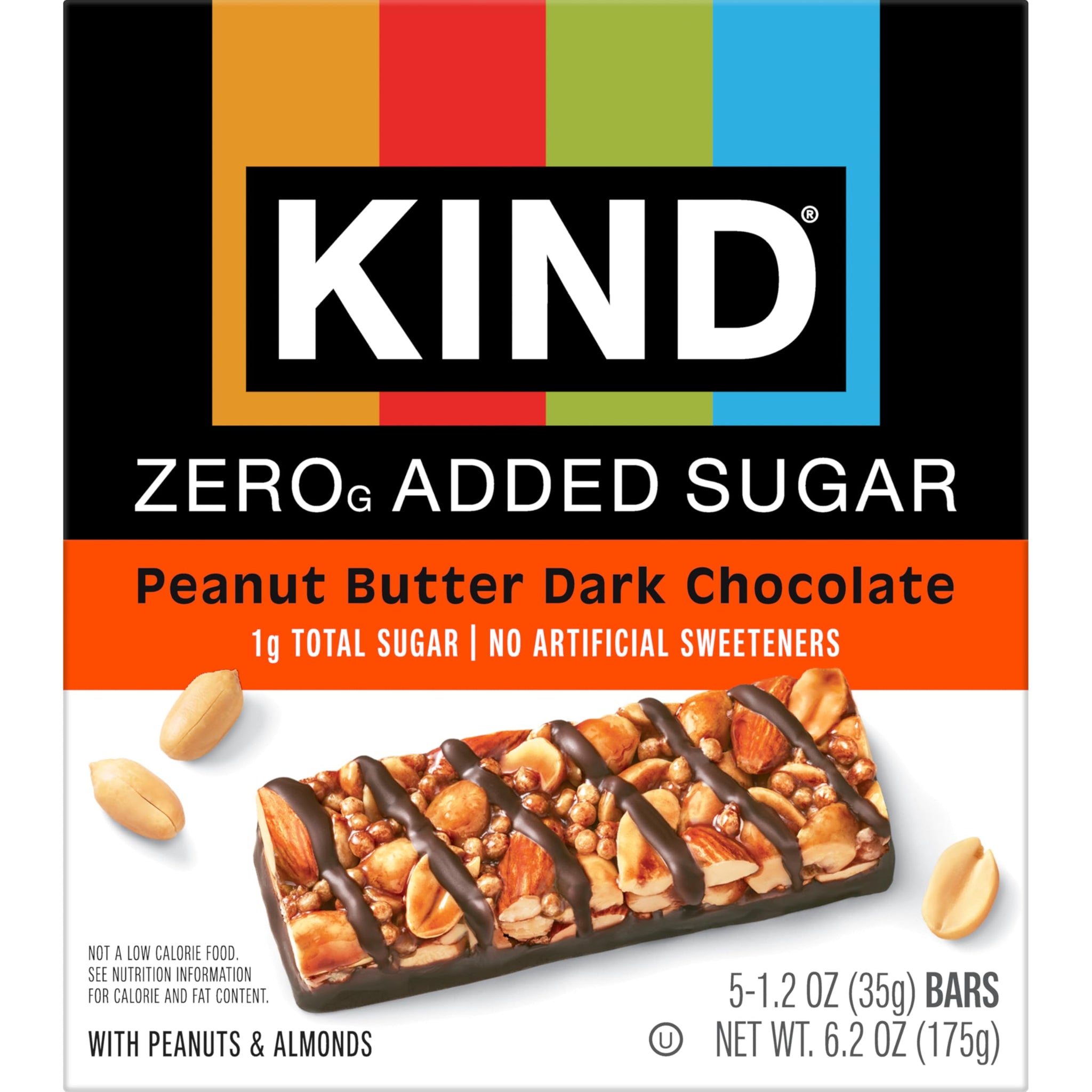 Kind Zero Added Sugar Healthy Snacks Bars, Peanut Butter Dark Chocolate, Gluten Free, High Fiber, Keto Snacks, 5g Protein, 30 Count