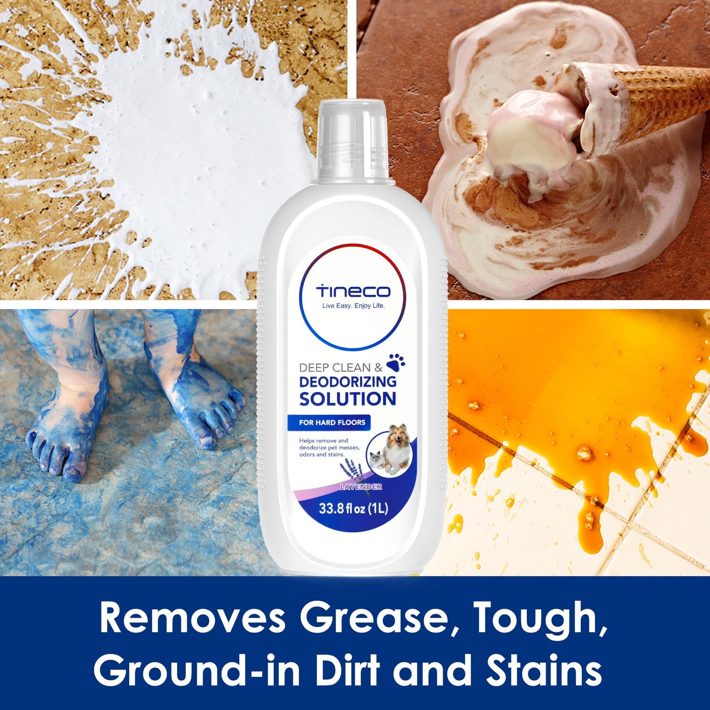 Tineco Floor Cleaning Solution 1L (33.8oz), Lavender Scent, Deep Cleaner for Multi-Hard Floors, Compatible with iFLOOR & FLOOR ONE S3/S5/S6/S7/S9