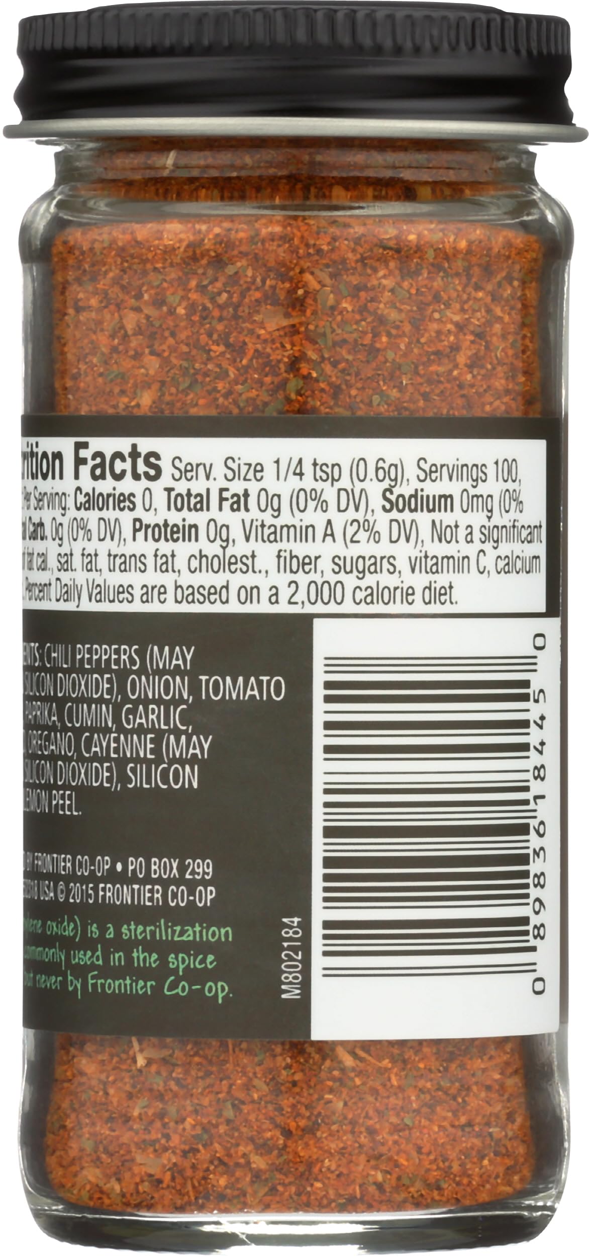 Frontier Co-op Mexican Fiesta Seasoning, 2.12-Ounce Jar, Chilis, Tomato & Cumin, Hint Of Lemon & Cilantro, Salt Free, Kosher, Non ETO