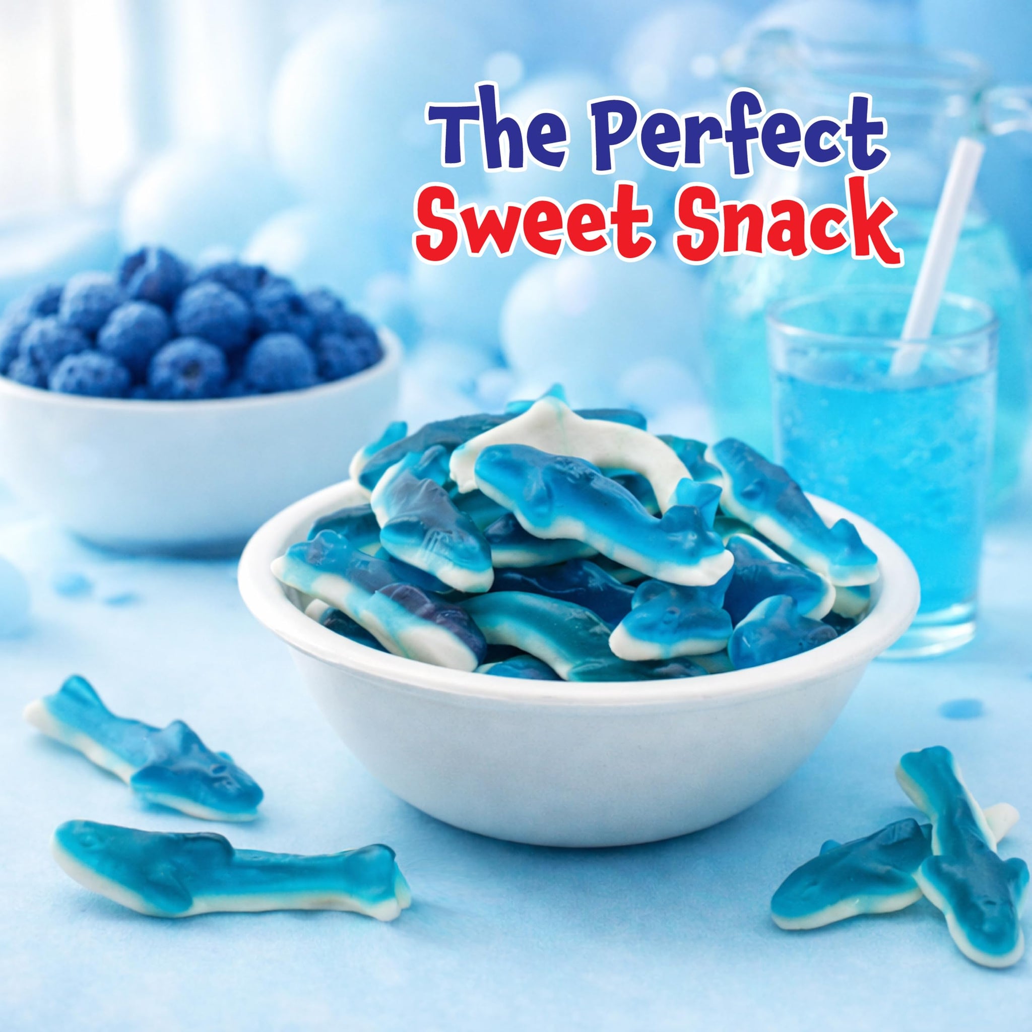 Gummy Sharks - 2 Pound Pack - Blue Shark Gummies - Blue Candy for Goodie Bags, Gifting, Snacking & Dessert Decorating - Chewy Candy with Raspberry