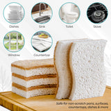 Purely Calm Plant Based Natural Sponge - Pack of 12 Cellulose Sponges, Safe on Non-Stick Cookware, Dual Sided Dish Sponge for Washing Dishes, Kitchen