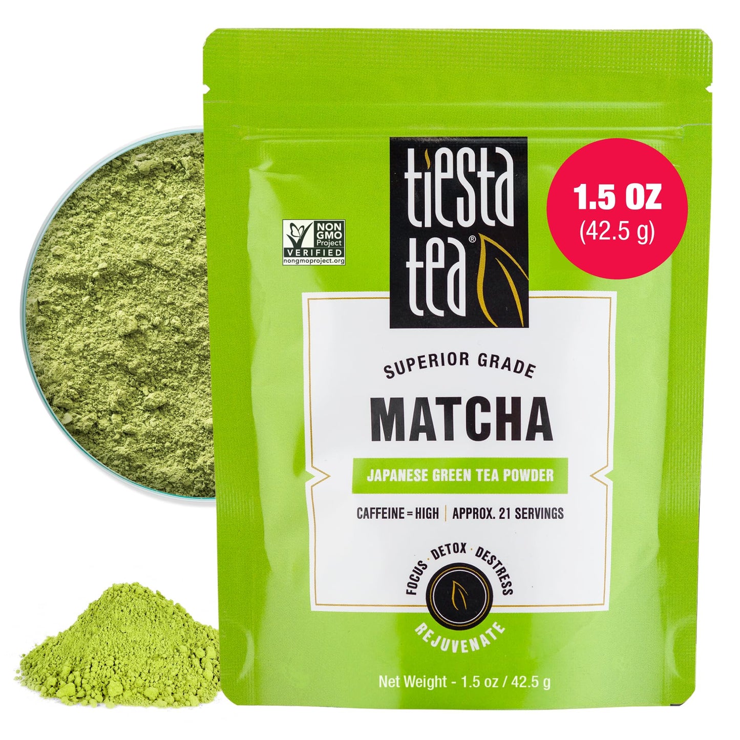 Tiesta Tea - Superior Matcha | Superior Grade Japanese Matcha Powder | High Caffeinated Green Tea | Make Hot or Iced | Up to 21 Cups | 1.5oz