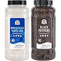 52USA Himalayan White Salt (Coarse Grain) 39 oz + Whole Black Peppercorns 18 oz, Salt and Pepper Grinder, Black Peppercorn Refil, Sea Salt for Grinder