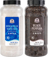 52USA Himalayan White Salt (Coarse Grain) 39 oz + Whole Black Peppercorns 18 oz, Salt and Pepper Grinder, Black Peppercorn Refil, Sea Salt for Grinder