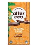 Alter Eco Salted Caramel Truffle Thins, Chocolate Bar with Gooey Ganache Truffle Filling, Organic, Gluten-Free, Non-GMO Snacks, No Additives or