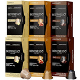 Bestpresso Coffee for Nespresso Original Machine 120 Aluminum pods Certified Genuine Espresso Variety Pack Caramel,Vanilla and Chocolate