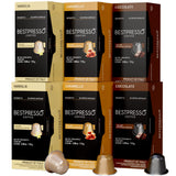 Bestpresso Coffee for Nespresso Original Machine 120 Aluminum pods Certified Genuine Espresso Variety Pack Caramel,Vanilla and Chocolate