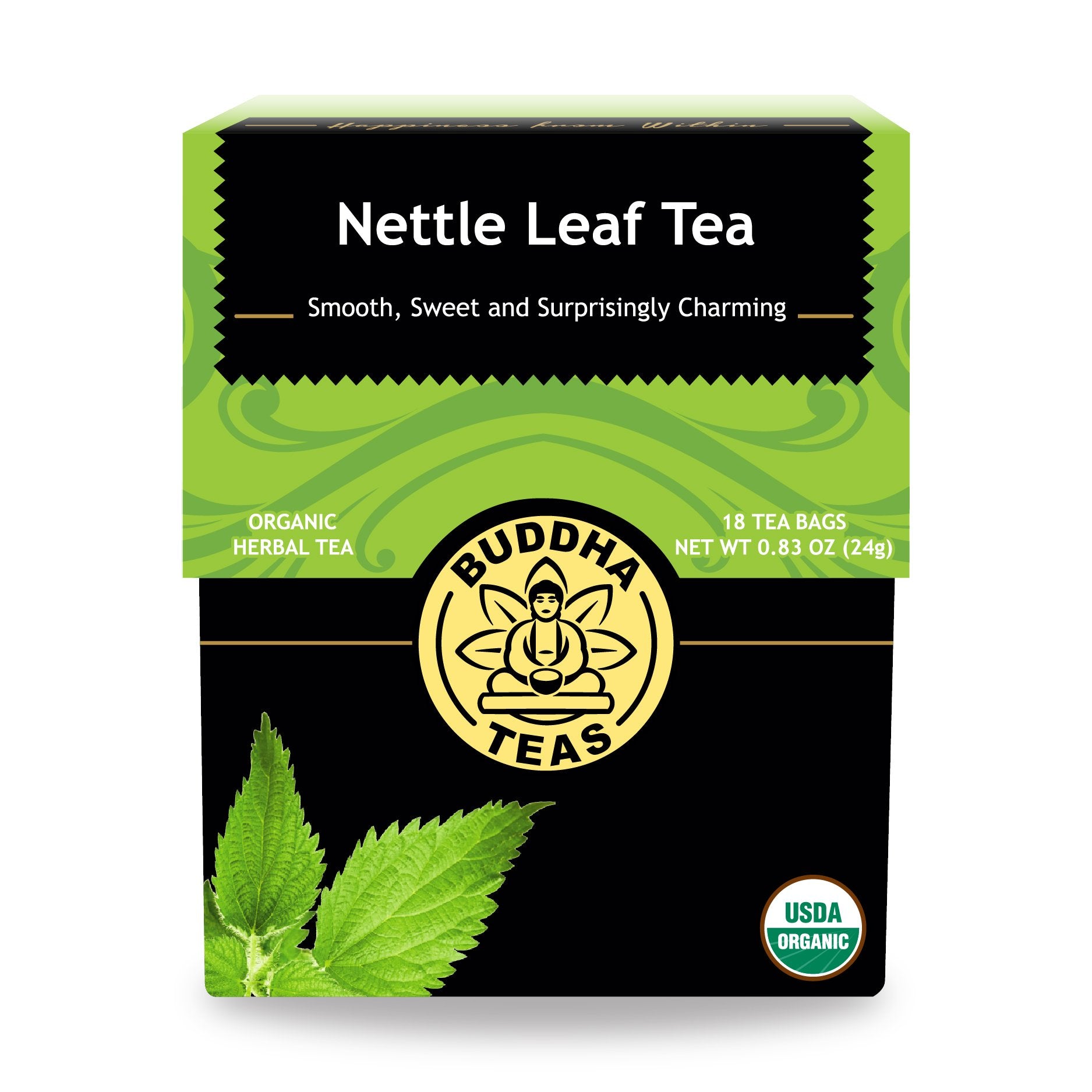 Buddha Teas - Nettle Leaf Tea - Organic Herbal Tea - For Digestive Health - Rejuvenate & Support - Caffeine Free - 100% Kosher & Non-GMO - 18 Tea Bags