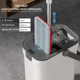 HoMettler Mop and Bucket Set, 3-Tank Flat Mop and Bucket System for Separate Dirty & Clean Water, 65" Mops for Floor Cleaning with 4 Washable Pads