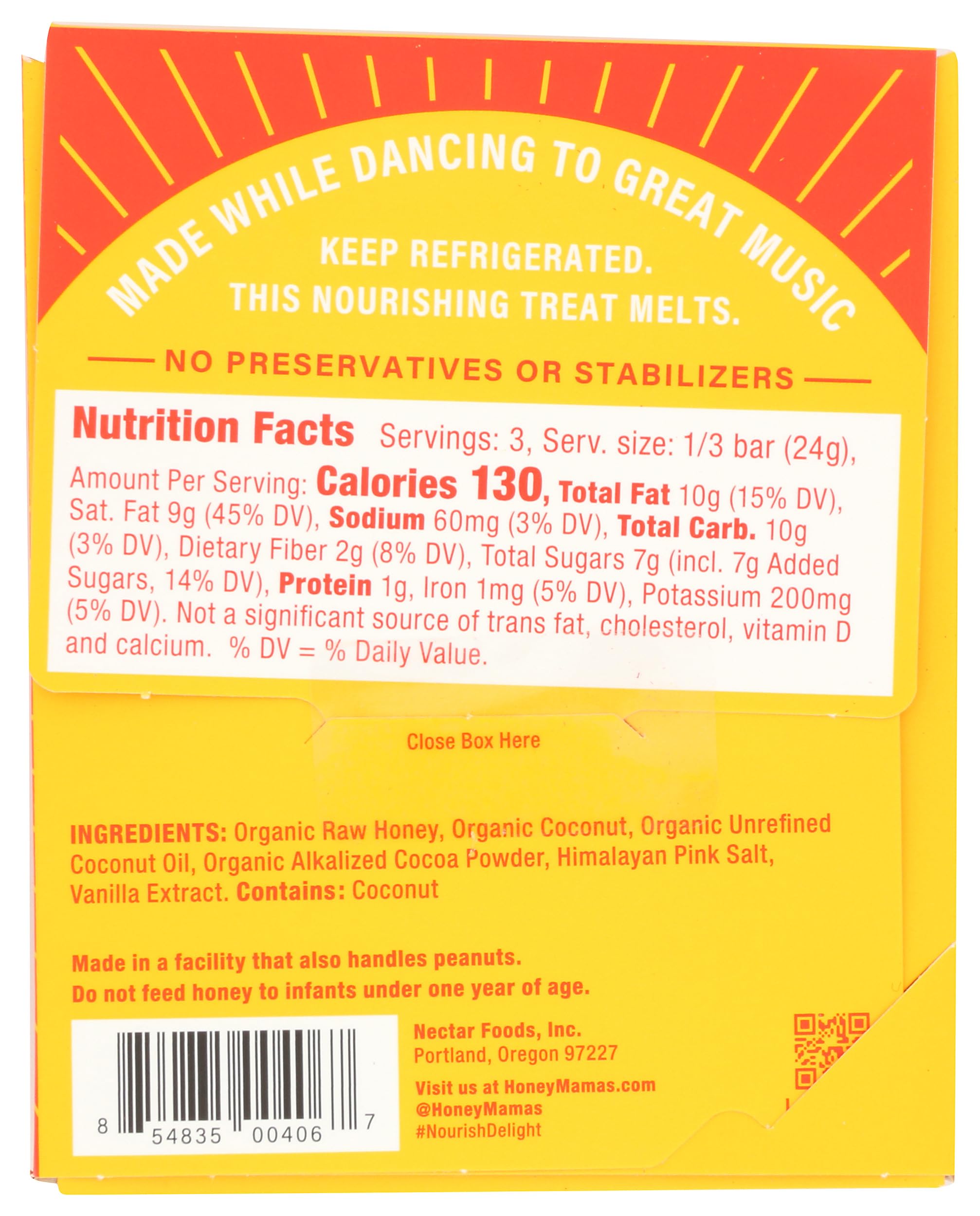 Honey Mamas Coconut Fudge Cocoa Truffle Bar, 2.5 OZ