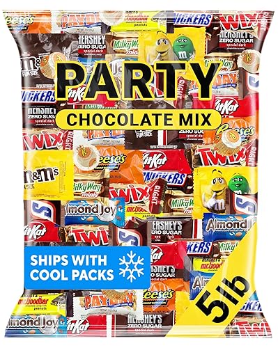 Chocolate Candy Variety Pack Bulk Assorted Individually Wrapped Mini Chocolate Bars 5 lb Mix for Office Break Room Party Gift Baskets Snack Bowls
