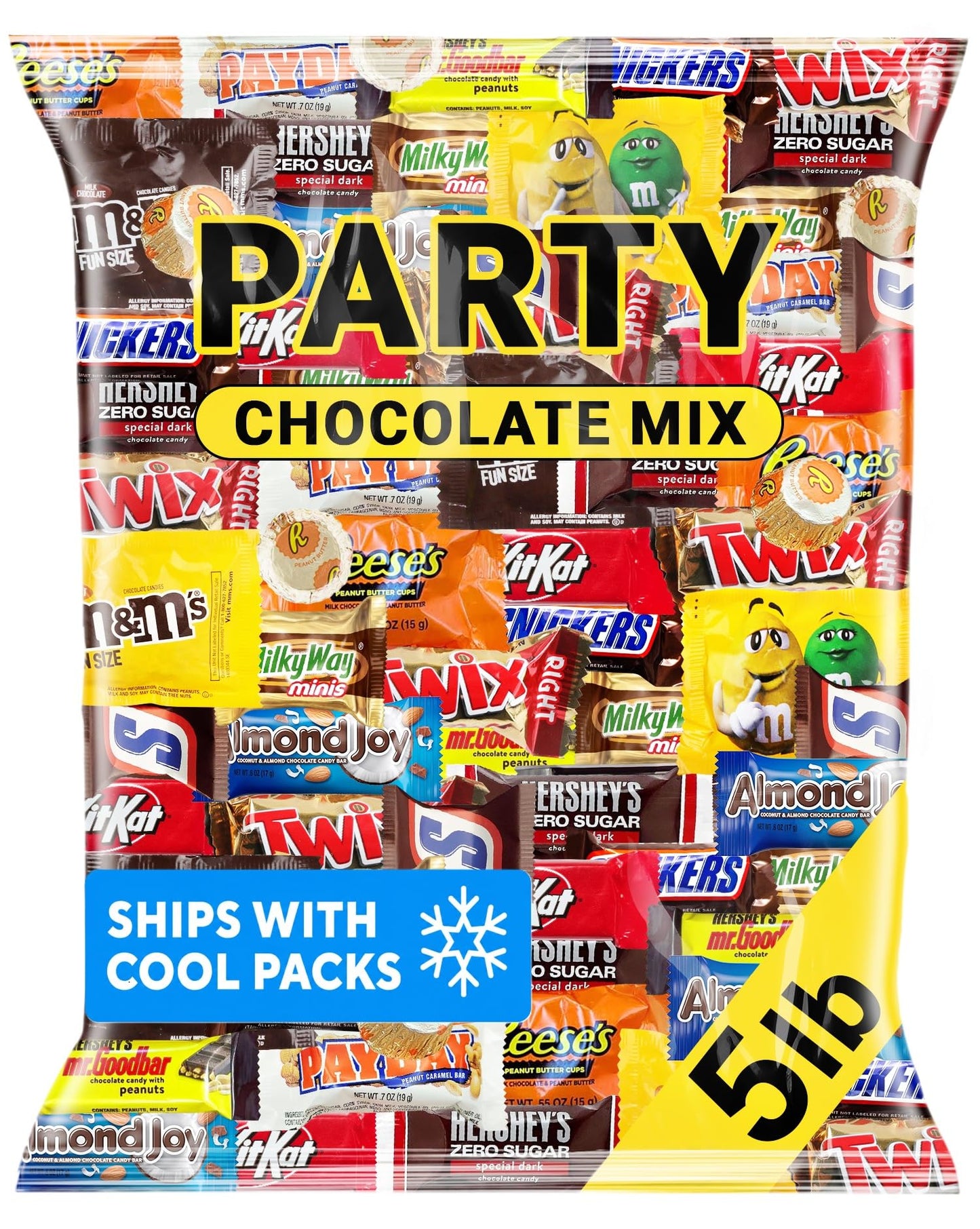 Chocolate Candy Variety Pack Bulk Assorted Individually Wrapped Mini Chocolate Bars 5 lb Mix for Office Break Room Party Gift Baskets Snack Bowls