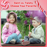 24 Red, Pink and White Lollipops Individually Wrapped - 18g Swirl and 12g Twisty Suckers