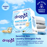 Dropps Sensitive Skin Laundry Detergent Pods, Unscented (64 Ct) - Hypoallergenic & Dermatologist Tested | Free & Clear | Laundry Pods for Sensitive