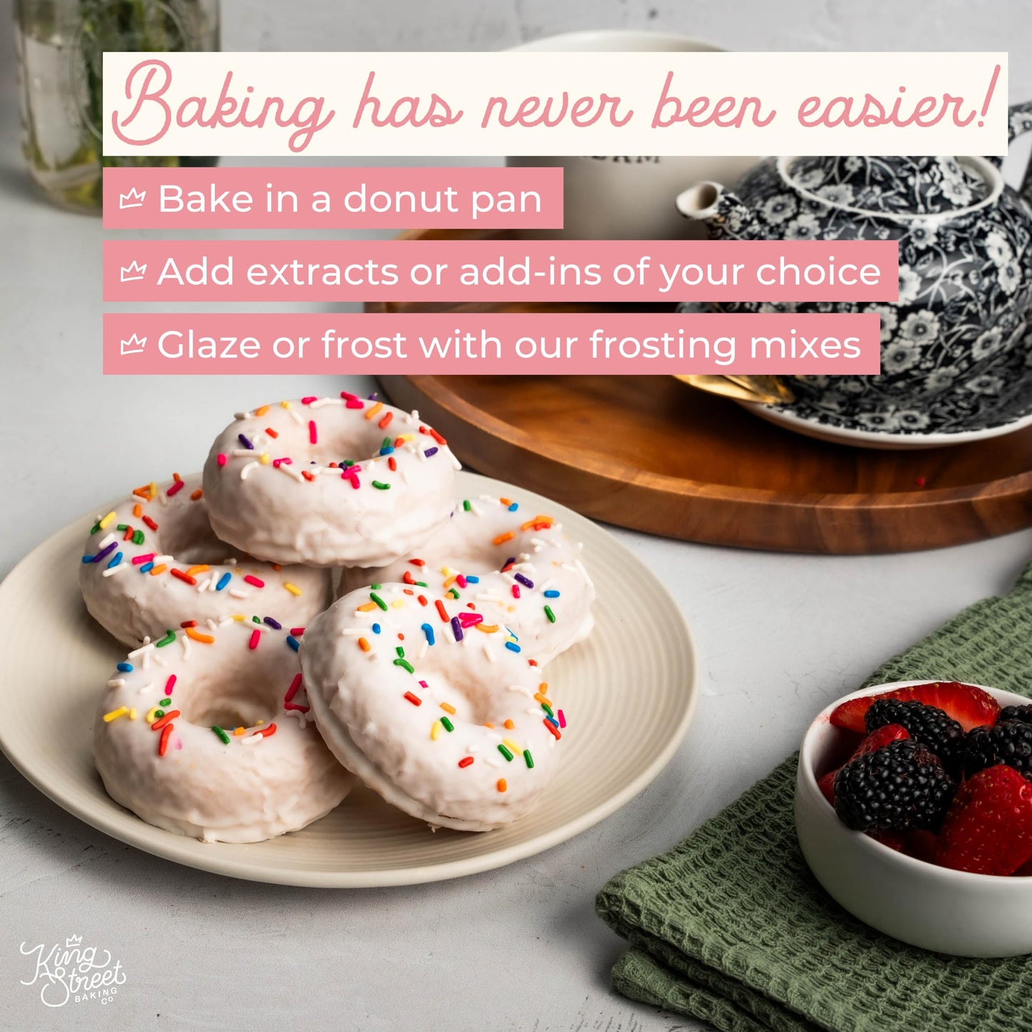 King Street Baking Co Vanilla Cupcake & Cake Mix - 5 Ingredient Box Mix With Vanilla Bean - 3 Pack