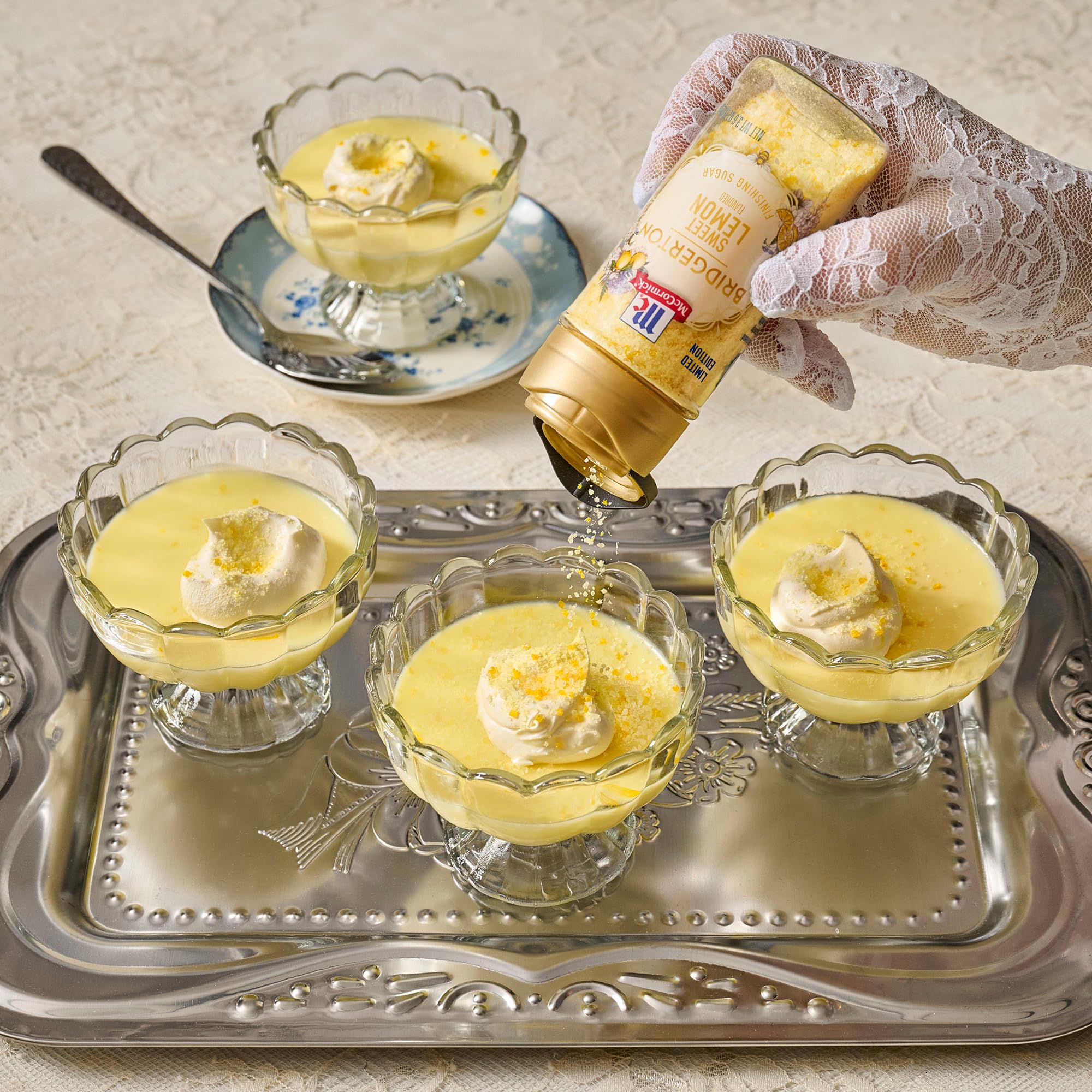 McCormick Bridgerton Finishing Sugar, Sweet Lemon, Limited Edition, Exquisite Lemon Flavor, For Elevating Baked Goods and Beverages, Garnishing, and More, 3.6 oz