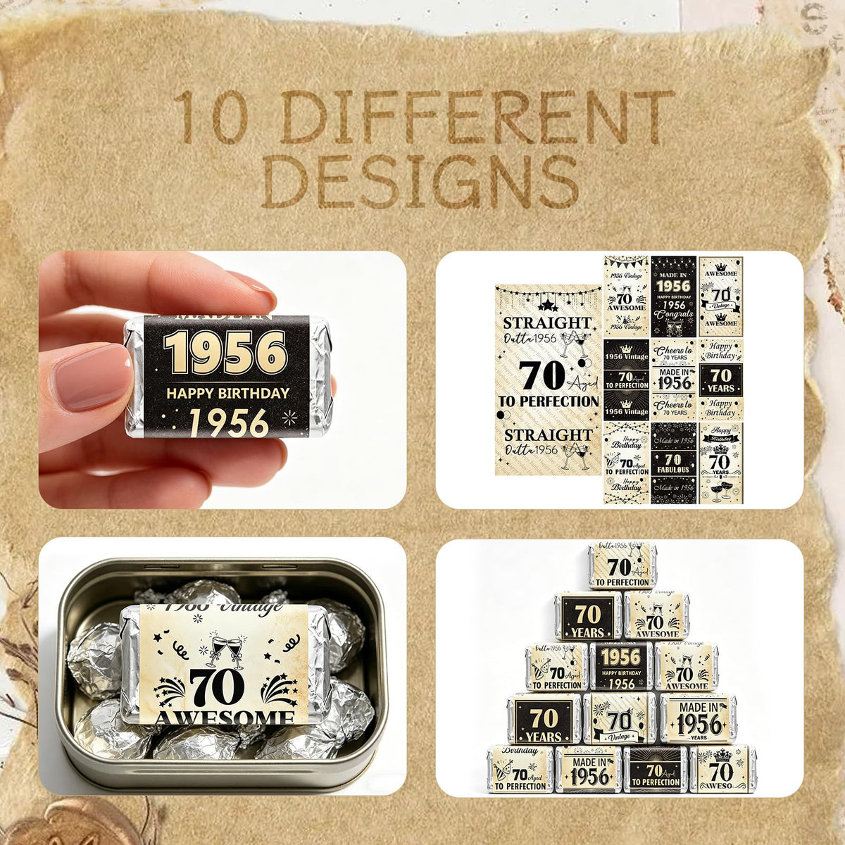 Hokinaa 70th Birthday Party Decorations - 100 Pcs Happy Back in 1956 Decor