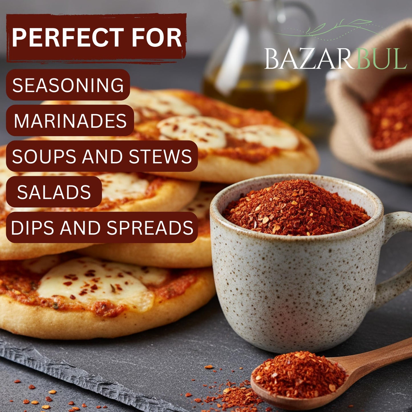 BAZARBUL Premium Crushed Aleppo Pepper Flakes, Turkish Pul Biber, Organic Halaby Chili Powder, Mild & Fruity Mediterranean Spice, 4 Ounces