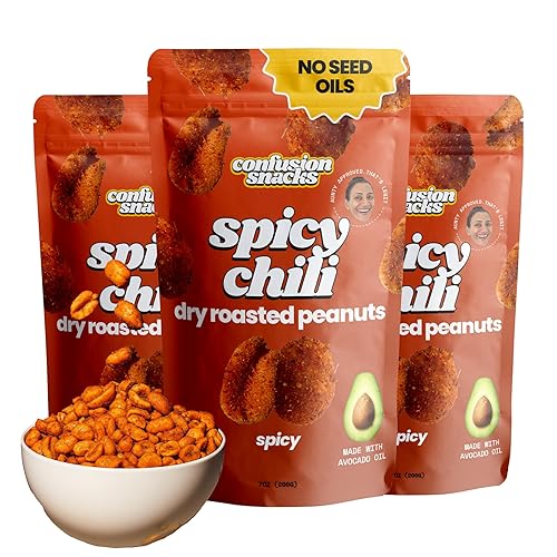 Confusion Snacks Chili Spiced Hot Peanuts - Hot & Spicy Peanuts with Bold Heat, High Protein Keto Snacks, Crunchy Spicy Nuts, Seed Oil Free, Gluten