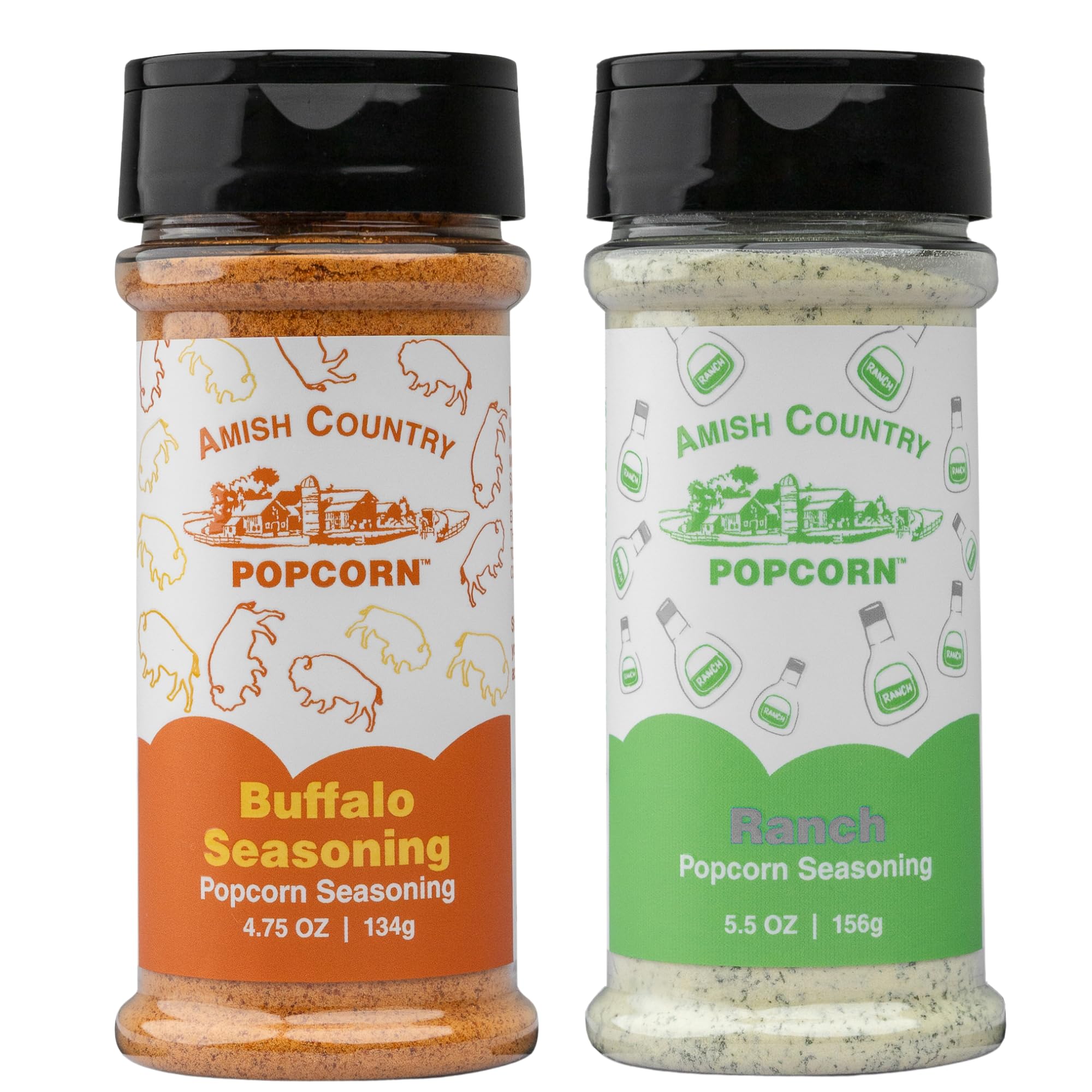 Amish Country Popcorn | Buffalo and Ranch Seasoning Bundle | Old Fashioned, Non-GMO