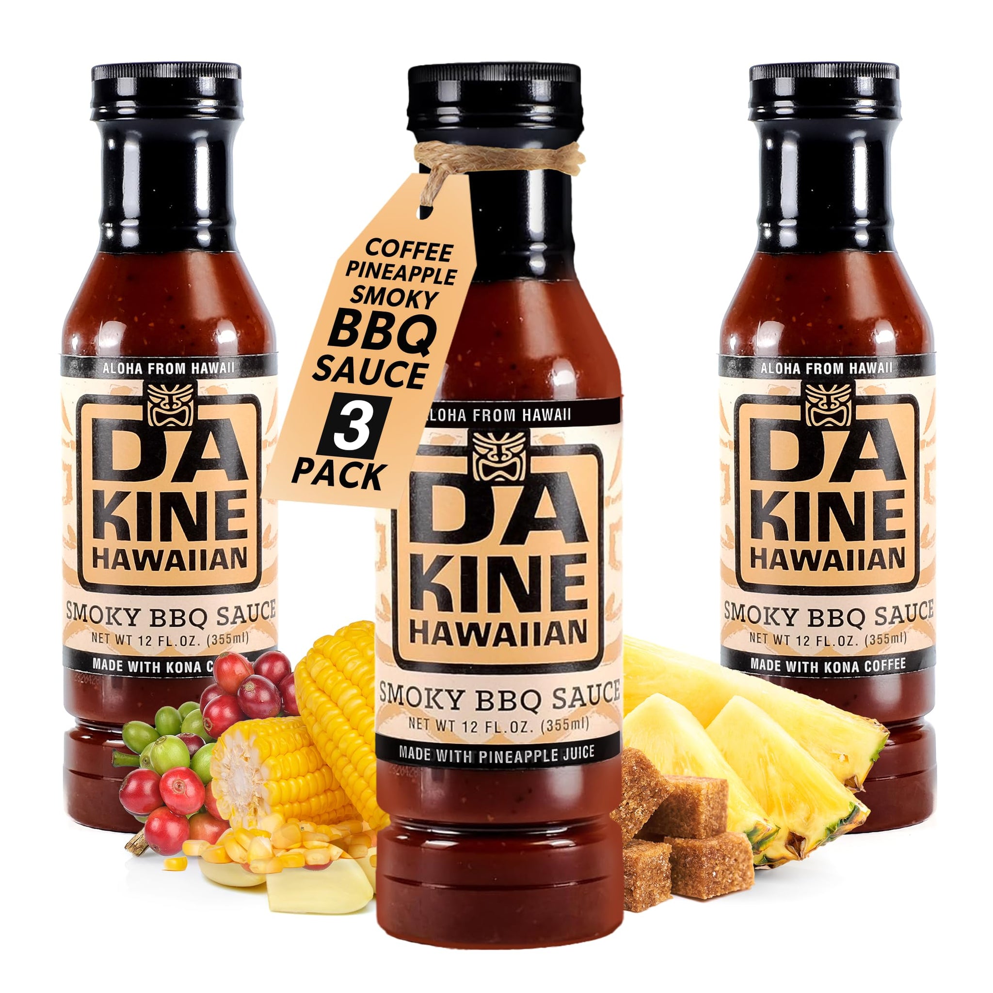 Da Kine Hawaiian Smoky BBQ Sauce - Sweet & Smoky Island Flavor - Made with Pineapple Juice - Gourmet Barbecue Sauce for Grilling, Marinades, Dipping