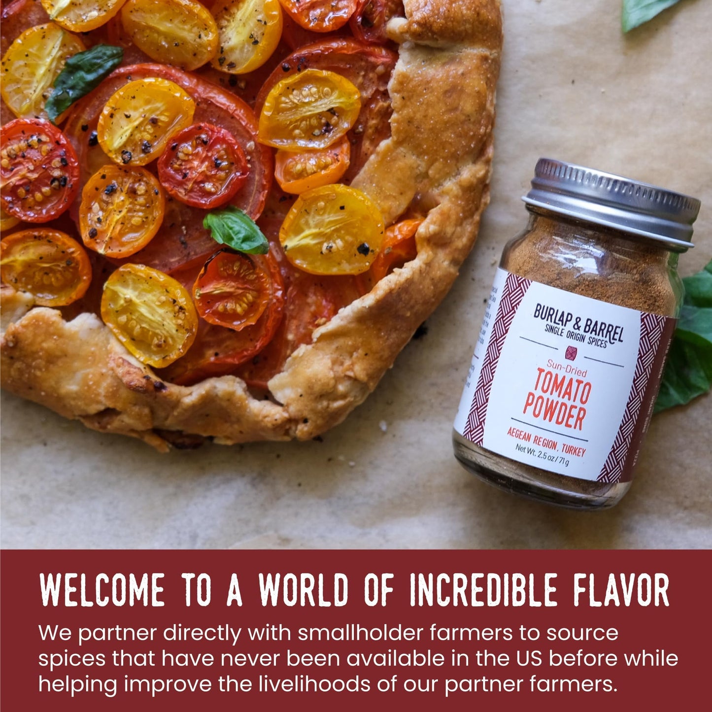 Burlap & Barrel Sun-Dried Tomato Powder - Add Deep Umami & Savory Tanginess to Dishes - for Popcorn, Fried Chicken, Sauces & Salads - As seen on Shark