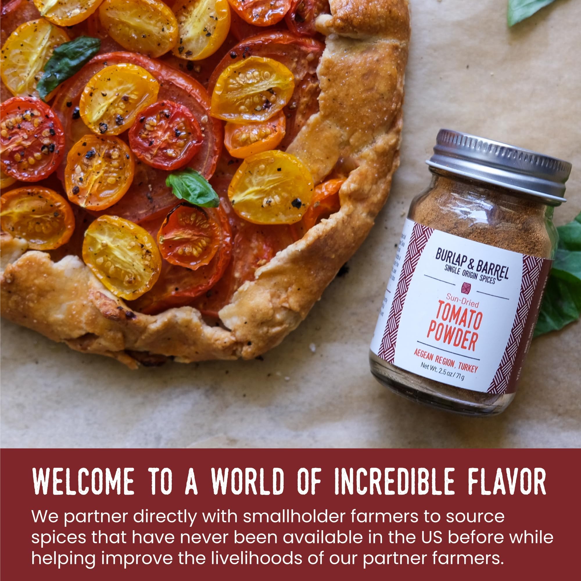 Burlap & Barrel Sun-Dried Tomato Powder - Add Deep Umami & Savory Tanginess to Dishes - for Popcorn, Fried Chicken, Sauces & Salads - As seen on Shark