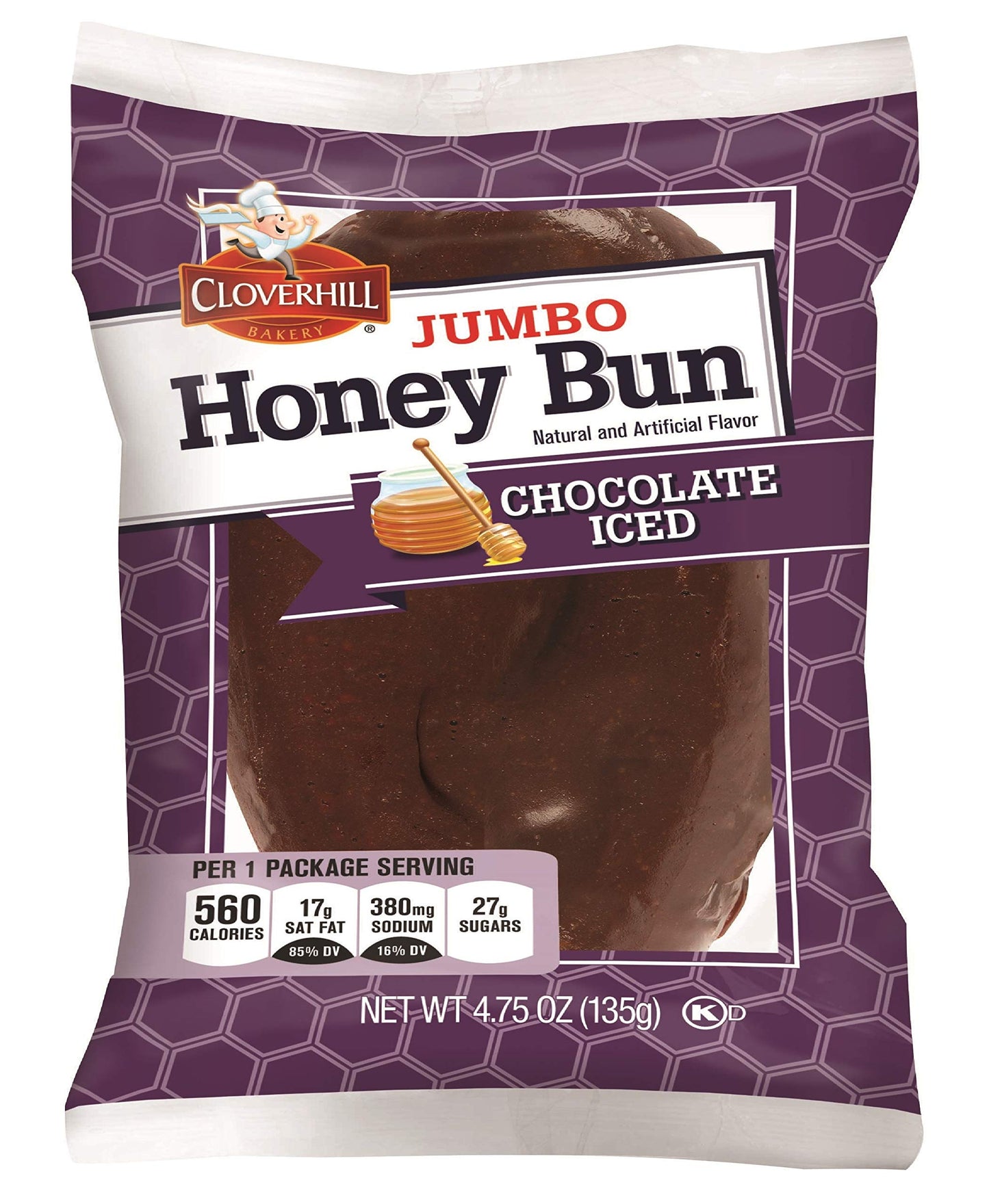 Cloverhill Jumbo Honey Bun Chocolate Iced - 4.75oz Multi Pack (12 Pack)